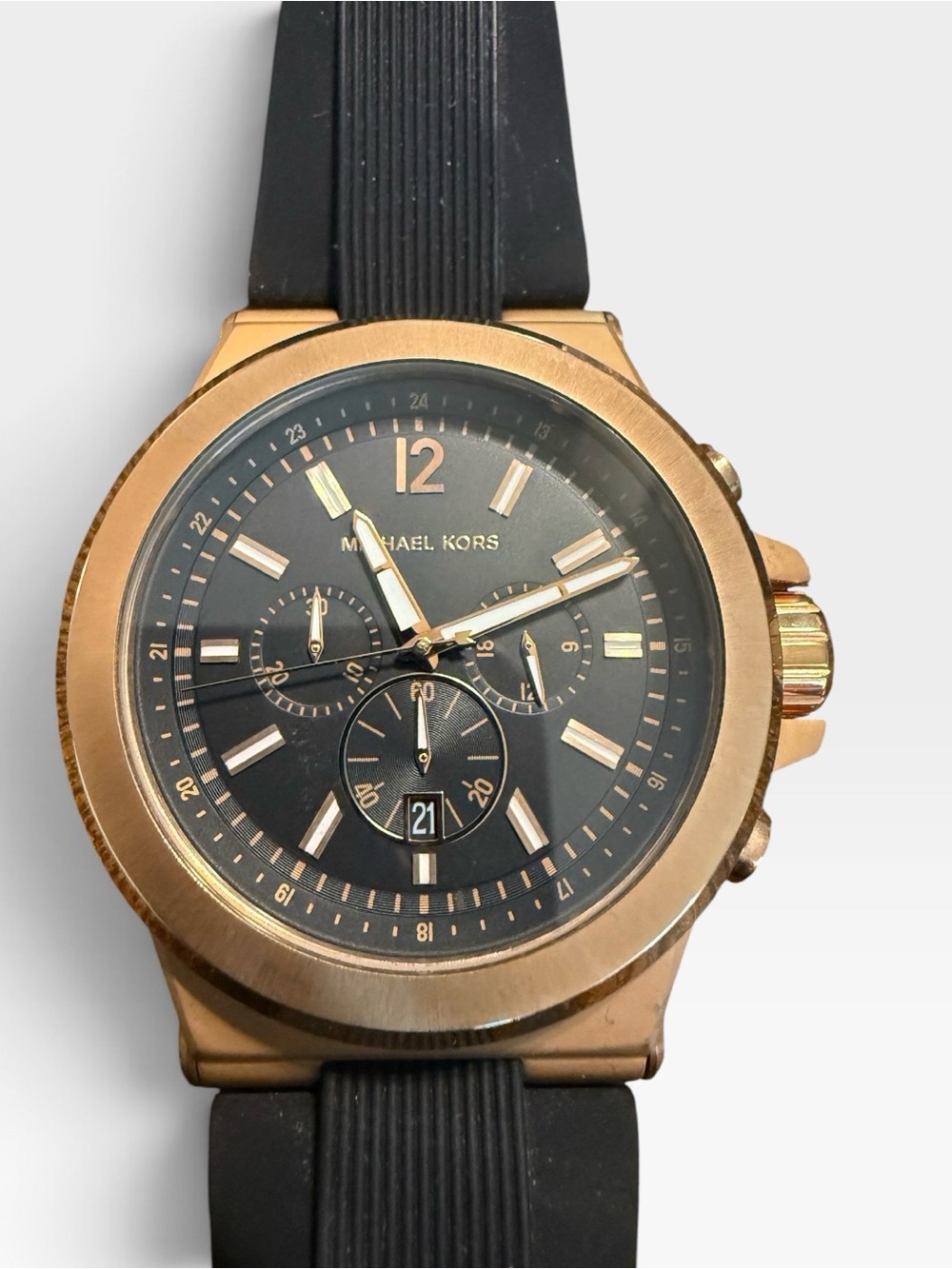 Michael Kors Dylan Chronograph MK8184 Rose Gold Black Silicone Men’s Watch